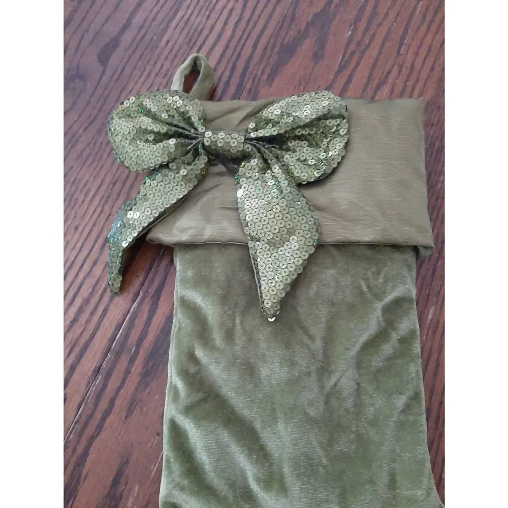Lot 2 Fancy Christmas Holiday Stockings Red Gold Green